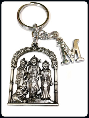 Meeko.com Keychain-Jai shree Ram family AS_SO_RT_ED keyring with Letter M keyring 021a-A Key Chain