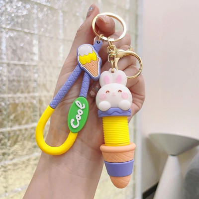 Radhya Accessories 1 Pc Expandable Cute Cartoon Keychain for Kids Stretchable Silicon Keyring Key Chain