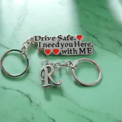 Mahatej Fashions Drive Safe Keychain with Letter R (Pack of 2) Key Chain