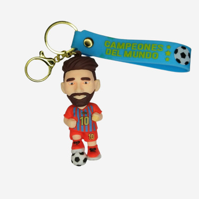 GVMart Messi 3D Football Keychain | Rubber Cartoon Keyring for Kids & Fans Key Chain