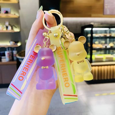 SRG Crystal Teddy Bear shaped Keychain with Hook Yellow Purple Key Chain