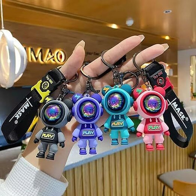 MAVB Space Astronaut Keychain Pilot Bear Strap Keychain Keyrings Creative Cool Cute Key Chain
