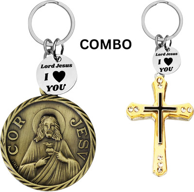 M Men Style Lord Jesus Keychain Combo– Sacred Heart Religious Keyring Set SkeyCom623-675 Key Chain