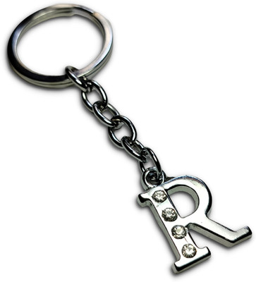 swagtreg Cute Alphabet R Letter Name Keychain with Sparkling Rhinestones – Stylish Metal Key Chain