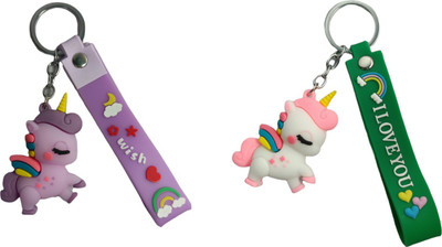 YuNiesto An Adorable Rubber unicorn with cute tag combo Key Chain