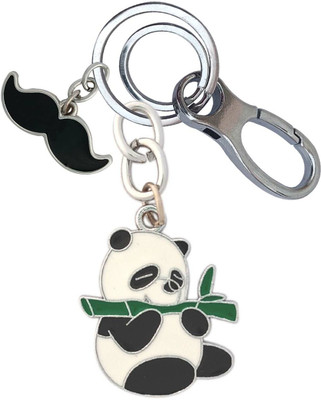 SHOKY LOOKS Attractive Design Bamboo Panda With Black Mustache Locking Lock Key Chain