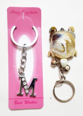 ShopTalk M letter with marble turtle Key Chain