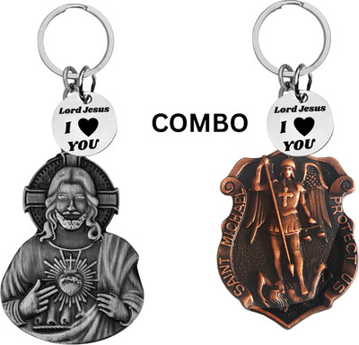 The Men Gift Lord Jesus Keychain Combo– Sacred Heart Religious Keyring Set ShivkeyCom634-644 Key Chain