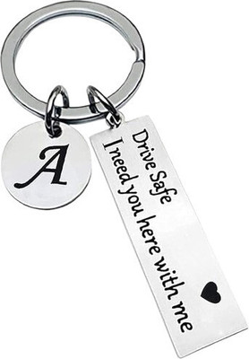 Myurawells Drive Safe Keychain for boyfriend I Need You Here With Me Keychain 26 Letters Key Chain