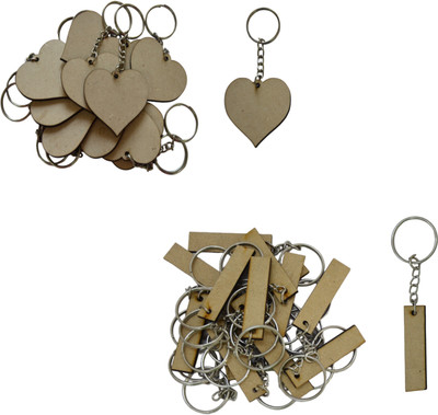 Maitri Pack of 40 (20Heart & 20Bookmark) 2 Shapes Key Chains with Ring (50 x 50) mm Key Chain