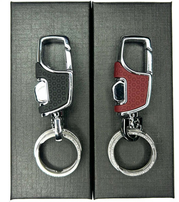 FLAMBE New Combo Premium Metal Brown Hook Double Ring Car/Bike/Home/Office Keychain Key Chain