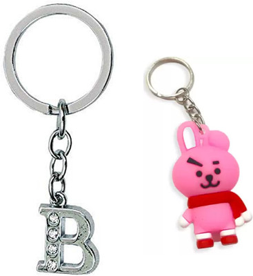 Newview BTS COOKY Characters 3D Rubber with Alphabet B Keychain and Key ring Key Chain
