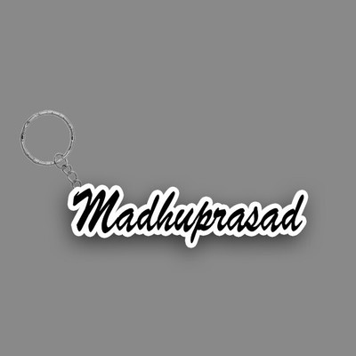 SY Gifts SYG Madhuprasad Name Keychain White And Black Key Chain