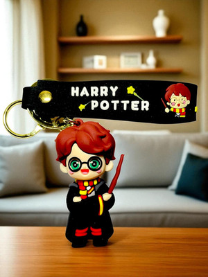 SSAppliances Harry Potter Keychain – Cute Cartoon Figure with Magic Wand & Black Strap Key Chain