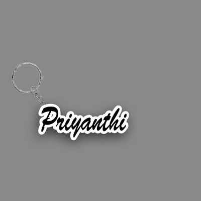 SY Gifts SYG Priyanthi Name Keychain White And Black Key Chain