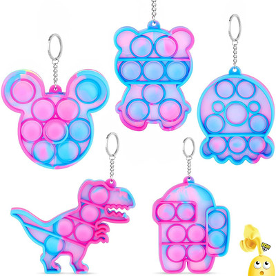 Ignite 5 PCS Mini Pop it Keychain Toys Push Bubble Pop Fidget Toy - Multicolor - Key Chain