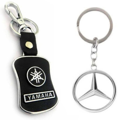 JAINSON MARTIN Combo of Mercedes Logo Metal & Leather Hook Keychain for bike keychain Key Chain