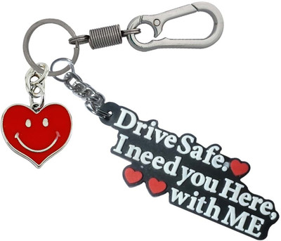 SHOKY LOOKS Hard Rubber Drive Safe With Red Smiley Heart Mini Stylish Locking Lock Key Chain
