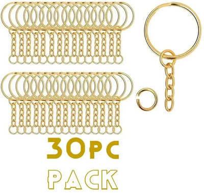ARSCART Gold Color Metal Split Keychain ring pack of 30 Key Chain