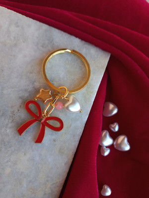 EnlightenMani Red bow keychain with star & heart Key Chain