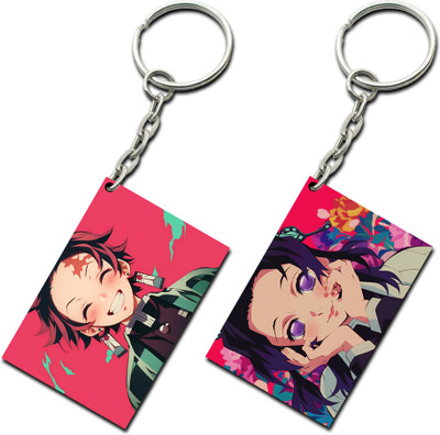 Erakill Premium Keychain (Pack of 2) Demon Slayer Smiling Printed For Fans, Bike, Car Key Chain