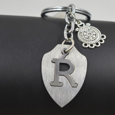 AFH English Alphabet R Letter Initial Floral Charms Keychain for Men and Women Key Chain