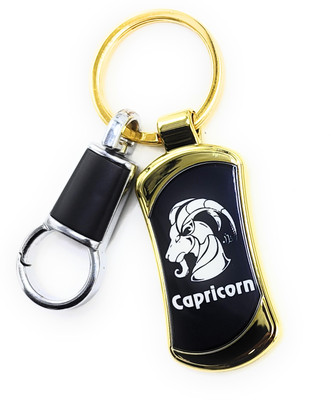 Jdp Novelty Zodiac sign Capricorn(Makar)Premium Quality Metal Keychain Black Gold Colour Key Chain