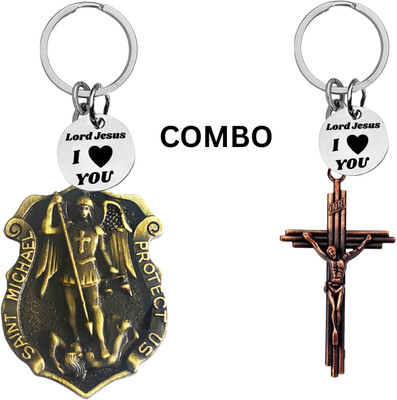 The Men Gift Double-Sided Saint Michael Keychain – Jesus Christ Key Ring Medal Com645-668 Key Chain