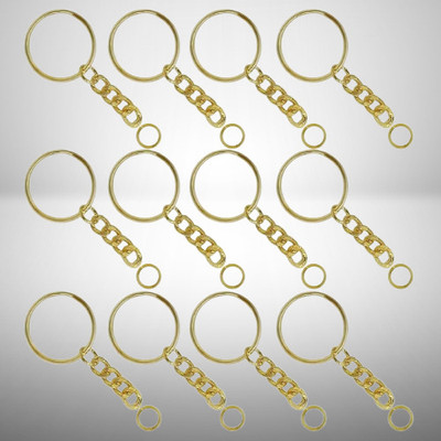 ANISTUFFs Golden Metal Loops Rings Keyring with Chain Open Jump Ring Connector 30pcs Key Chain