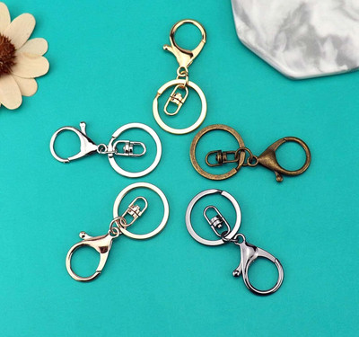 DIY Crafts 30Set, Antique Zinc Alloy Key Chain Ring with Lobster Clasps and Extension Chain Key Chain