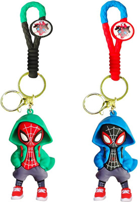 maycreate Cartoon Couple Keychains Spider Man Silicone Keyring Key Chain