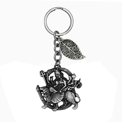 AFH Goddess Durga Mata Grey Lucky Leaf Charm Key Chain for Men and Women Key Chain