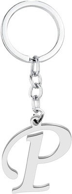 SRG Stylish Letter Alphabet Keyring with charm Alphabet Initial P Key Chain