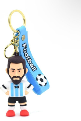 K C High-quality PVC Rubber Messi Keychain & Keyring with Strap (Light-Blue Dress) Key Chain