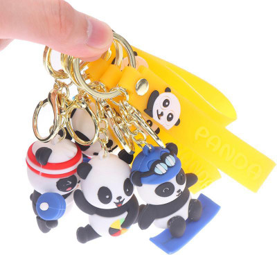 gtrp Cartoon Panda Keychain Sports Weightlifting Skating Panda Set Of 3 Key Chain