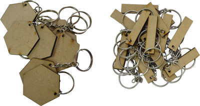 Maitri Pack of 20 (10Hexagon & 10Bookmark) 2 Shapes Key Chains with Ring (50 x 50) mm Key Chain