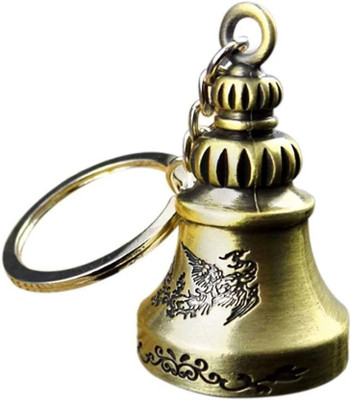 ANIKRAFT Golden Tibetan Bell Keychain Temple Key Chain | Guardian Bell Key Chain for Bike Key Chain