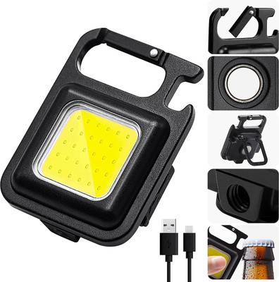 RAVARIYA Keychain Flashlight 173 Rechargeable 4 Light Modes With Bottle Opener Key Chain Key Chain