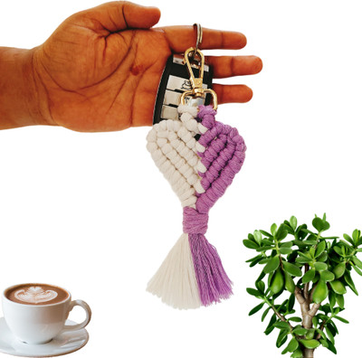Tailored knots Macrame Handmade Dual Tone Heart Shape Keychain Key Chain