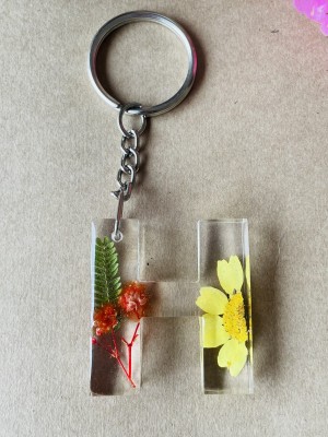 crafcan Resin Letter H Keychain | Real Flowers preserved in resin to last forever. Key Chain