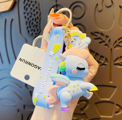 SHRI JI Rainbow Unicorn Keychain Unicorn Bag Keychain BLUE Key Chain