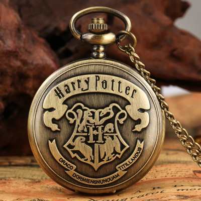 Classic Quirk Gandhi Style Vintage Harry potter Theme Logo Design Pocket Watch Key Chain