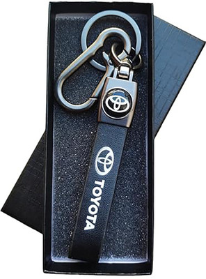 DKERAOD K-DK-32 Toyota Printed Leather Hook Metal Keyring Keychain Bike Car Scooty Etc Key Chain