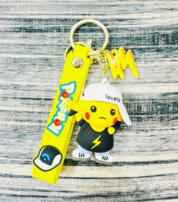 SRG PVC Rubber Pokemon-Pikachu Keychain with Strap & Lightning Charm Key Chain