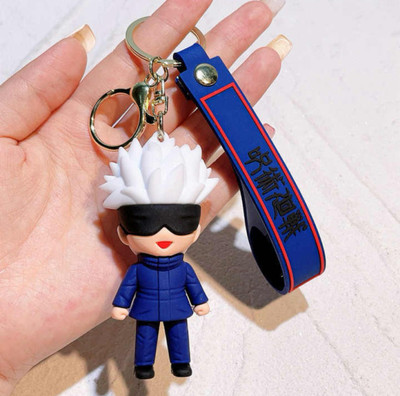 HappierYou Gojo 3D Silicone Keychain with Bagcharm and strap | Jujutsu Kaisen Gojo Satoru Key Chain