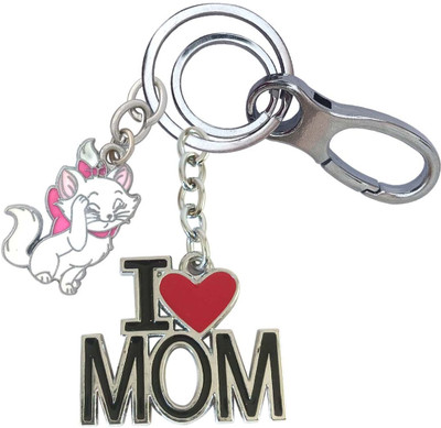 SHOKY LOOKS Beautiful I Love Mom Premium Finishing With White Cat Locking Lock Key Chain