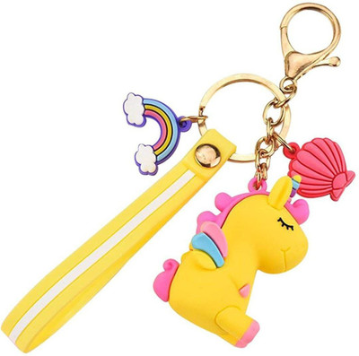 SARASI Silicone Unicorn Key- Chain for Bag/ Door/ Scotty Key-Ring [Pack Of: 1, Yellow] Key Chain