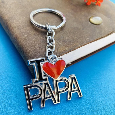 GiftyLuxe I Love Papa Metal Keychain Keyring For Dad Father's Day Birthday Key Chain