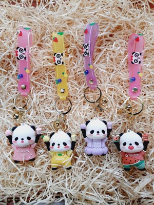 gtrp 3D Silicone KeyChains | High Quality Premium (Panda_Strawberry) Pack Of 4 Key Chain