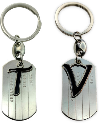 swagtreg T & V Alphabet Keychains for Men & Women – Set of 2 Name Tag For Bags, Bike Key Chain